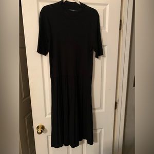 Ralph Lauren black midi sweater dress with pleated skirt size xl never worn